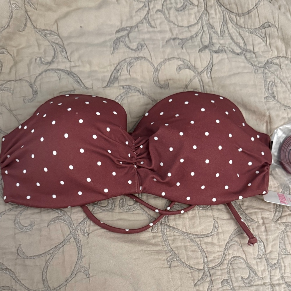 PINK Victoria’s Secret Polka Dot Bandeau Bikini Top (New with Straps)